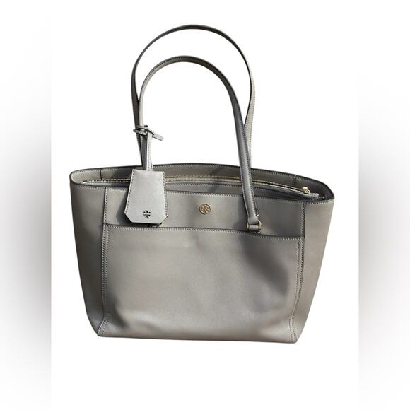 Tory Burch Gray Leather Parker Tote Bag - Picture 4 of 11